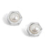 Silver Hexagon Pearl Stud Earrings